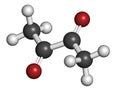 Diacetyl (butanedione) molecule. Responsible for taste of butter. Used for butter flavouring. Causes popcorn workerÃ¢â¬â¢s lung (