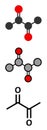 Diacetyl (butanedione) molecule. Responsible for taste of butter. Used for butter flavouring. Causes popcorn workerÃ¢â¬â¢s lung (