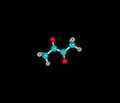 Diacetyl molecule isolated on black