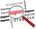 Diagnose Words Magnifying Glass Finding Searching Medical Diagnosis Royalty Free Stock Photo