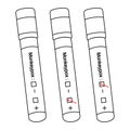 Diagnosis of blood samples for monkeypox virus. Sketch. Test tubes with patient tests. Set of vector illustrations. Three results Royalty Free Stock Photo