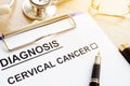 Diagnosis form with Cervical cancer.