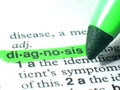 Diagnosis Highlighted In Dictionary In Green