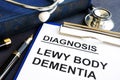 Diagnosis Lewy body dementia on a desk.