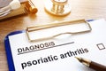 Diagnosis psoriatic arthritis and clipboard. Royalty Free Stock Photo