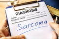 Diagnosis sarcoma in medical form.