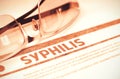 Diagnosis - Syphilis. Medical Concept. 3D Illustration.