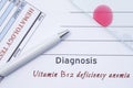 Diagnosis Vitamin B12 deficiency anemia. Written by doctor hematological diagnosis Vitamin B12 deficiency anemia in medical report