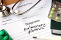 Diagnostic form with diagnosis pulmonary fibrosis.