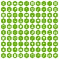 100 diagnostic icons hexagon green