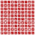 100 diagnostic icons set grunge red