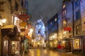 Diagon Alley in Universal Orlando at night, FL, USA