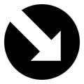 Diagonal Arrow icon down on simple black Button Royalty Free Stock Photo