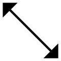 Diagonal arrow icon. Resize cursor in black line style