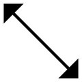 Diagonal arrow icon. Resize cursor in black line style