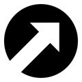 Diagonal Arrow icon up on simple black Button Royalty Free Stock Photo