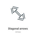 Diagonal arrows outline vector icon. Thin line black diagonal arrows icon, flat vector simple element illustration from editable Royalty Free Stock Photo