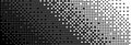 Diagonal bitmap gradient texture. Black and white dither pattern background. Abstract pixelated glitchy corner pattern