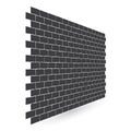 Diagonal black brick wall texture with a perspective is isolated on white background. Royalty Free Stock Photo