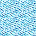 Diagonal blue stripes watercolor seamless pattern.