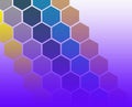 Diagonal colorful hexagons with gradient purple background