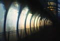 Diagonal cyberpunk city tunnel background