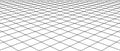 Diagonal flat wireframe grid. Checkered tile floor landscape. Horizontal chessboard plane in perspective. Black and