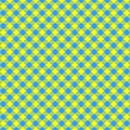 Diagonal gingham seamless pattern in blue and yellow colors of Ukrainian flag. Checkered vichy textile design with Royalty Free Stock Photo