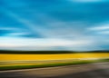 Diagonal highway vivid summer landscape motion blur abstraction