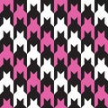 Diagonal Hounds Tooth in Pink, Black and White