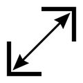 Diagonal icon, diagonal line with arrows pointing to corners square