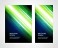 Illuminated techno geometric stripes gradient flow booklet set realistic design template vector