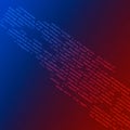 Diagonal lines of colorful code run across a gradient background transitioning from blu Royalty Free Stock Photo
