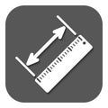 The diagonal measurement icon. Ruler and straightedge, scale symbol. Flat