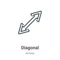 Diagonal outline vector icon. Thin line black diagonal icon, flat vector simple element illustration from editable arrows concept Royalty Free Stock Photo