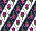 Diagonal pattern with chains, gems, pink roses