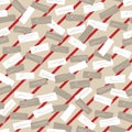 Diagonal red stripes pattern of little paper notes in neutral pattern