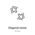 Diagonal resize outline vector icon. Thin line black diagonal resize icon, flat vector simple element illustration from editable Royalty Free Stock Photo