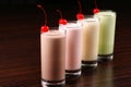 Diagonal row of milkshake cocktails Royalty Free Stock Photo