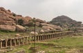 Diagonal ruinous gallery at Krishna Tank, Hampi, Karnataka, India