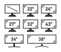 Diagonal screen size in inches, display different diagonal sizes