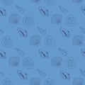 Diagonal seamless pattern with seashells