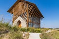 Diagonal side elevation photo of the Holy Family Shrine Gretna Nebraska Royalty Free Stock Photo