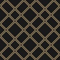 Diagonal square grid seamless pattern. Abstract black and gold background Royalty Free Stock Photo