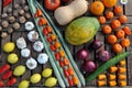 Diagonal Still life of vegetables and lemmons on a table