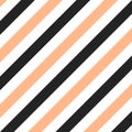 Diagonal stripes banner. Happy Halloween inspiration. Orange, black and white abstract background. Vector illustration, flat Royalty Free Stock Photo
