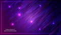 Diagonal stripes vector lines falling with shadow and glowing light illustration. Space and stars on dark purple blue background. Royalty Free Stock Photo