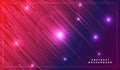 Diagonal stripes vector lines falling with shadow and glowing light illustration. Space and stars on dark purple pink background.