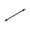 Diagonal thin double arrow. Vector illustration.