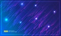 Diagonal vector lines falling with glowing light illustration. Space and stars on dark blue and purple background. Beautiful magic Royalty Free Stock Photo